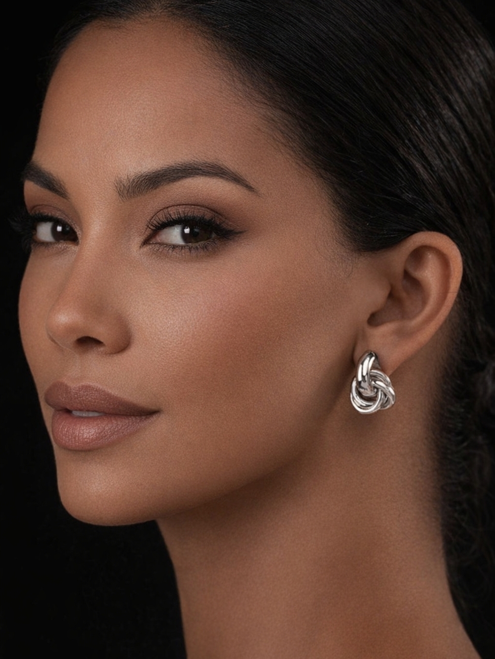 Silver Knot Stud Earrings in Stainless Steel